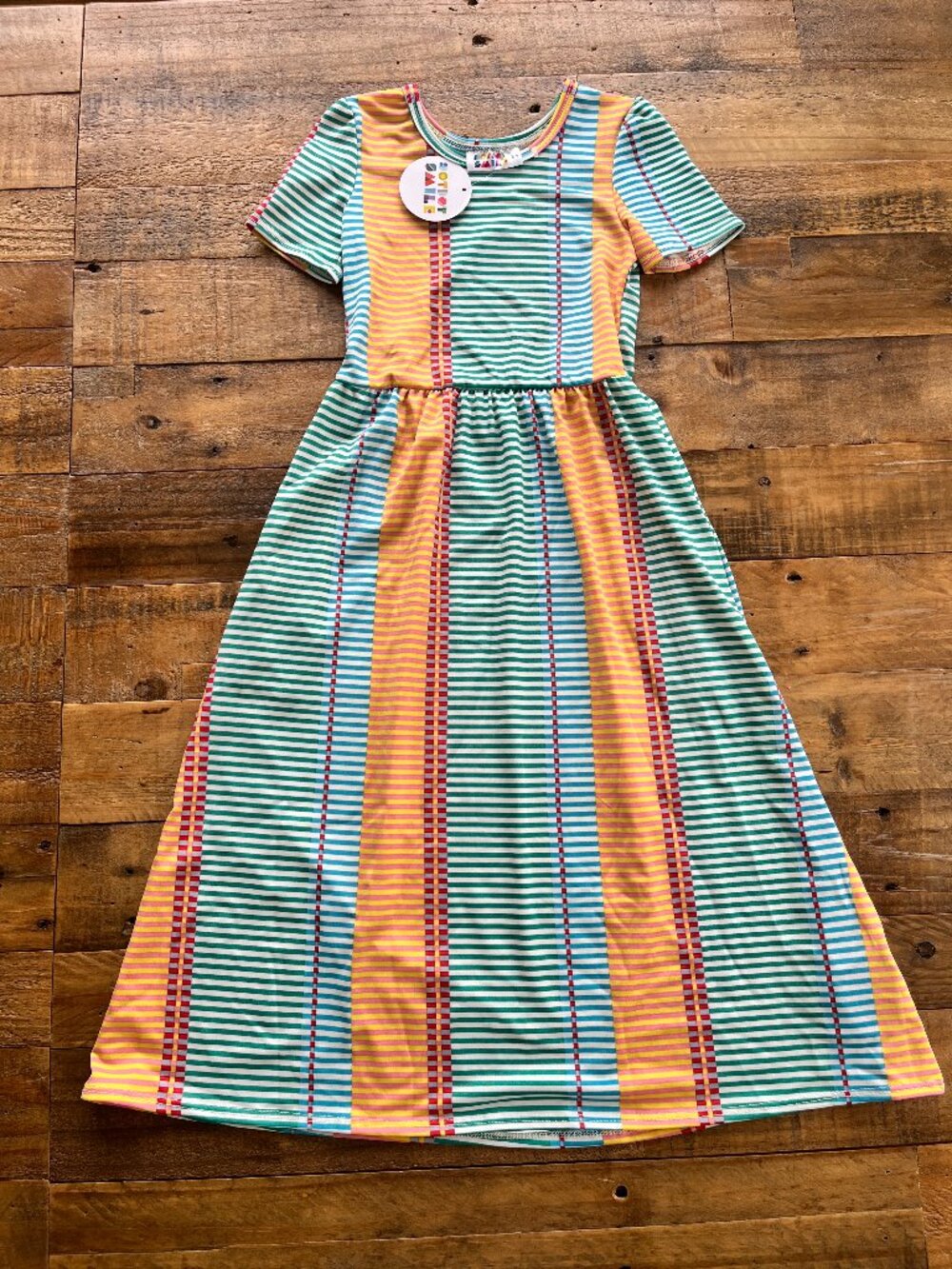 NWT Dot Dot Smile Scoopneck Maxi Dress Summery Stripes 3/4